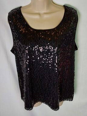 George Black Sequin Scoop Neck Tank